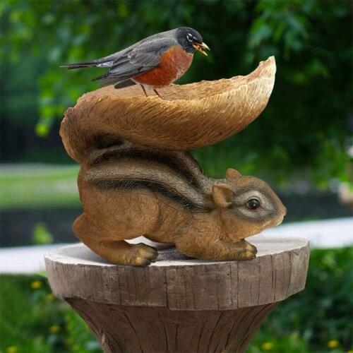 Resin Chipmunk Squirrel Garden Decoration - Feeders - Bird Feeder Fit for Outdoor Woodland Garden Feed Animal Bird Feed