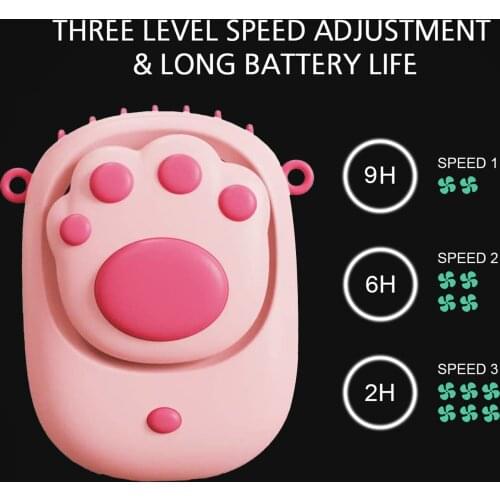 Summer Cooler Cat Paw Cute Portable Mini Fan Handheld USB Chargeable Fans 3 Mode Office Outdoor Travel Energy Source