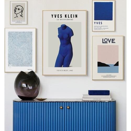 Simple Modern Nordic Klein Blue Figure Matisse Art Poster Living Room Decoration Painting Canvas Hanging Picture Printing