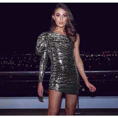 Sexyboutique party dress signe long sleeve sequins evening party dress sexy mini bodycon club night dress
