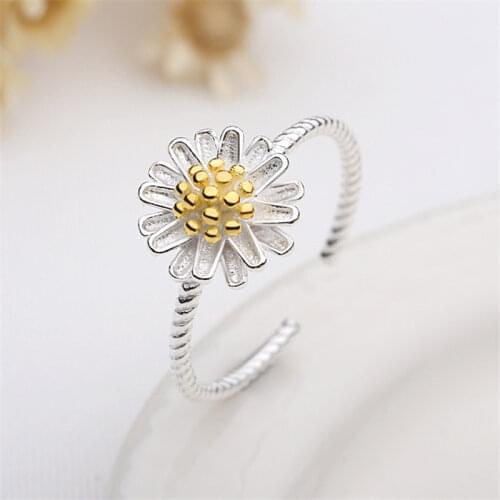 925 Sterling Silver Delicate Flower Twist Adjustable Rings Jewelry Best Gift For Women Only Love You S-R156
