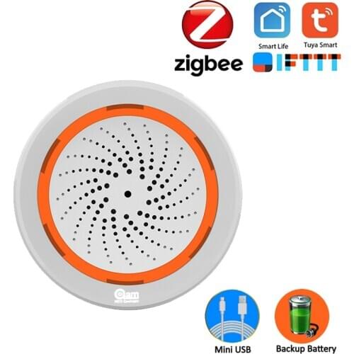 Tuya Zigbee USB Siren Alarm Sensor Smart Siren Alarm With Temperature And Humidity Sensor Works With TUYA Smart Hub