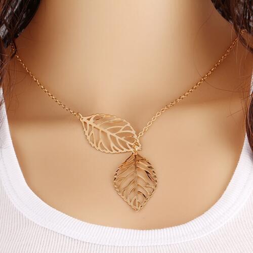 SUMENG New Fashion Jewelry Gold And Silver Color Two - Leaf Pendant Necklace Multi - Layer Statement For Women 2020 Necklace