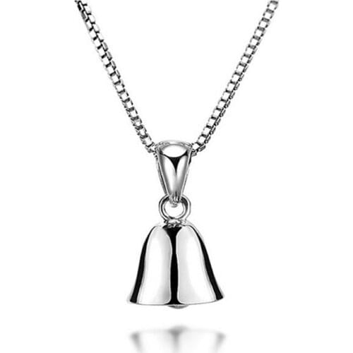 UFOORO S925 Sterling Silver Cute Bell Pendant Female Models Christmas Simple Temperament Creative Models