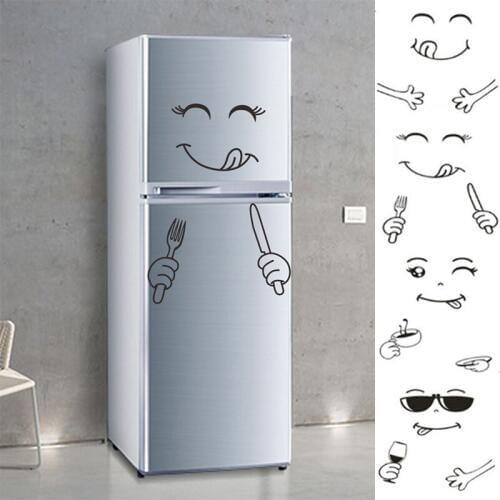 Furniture Decoration High Quality Happy 1PC 4 Styles Yummy PVC Wall Sticker DIY Delicious Fridge Stickers Smile Face Art Poster