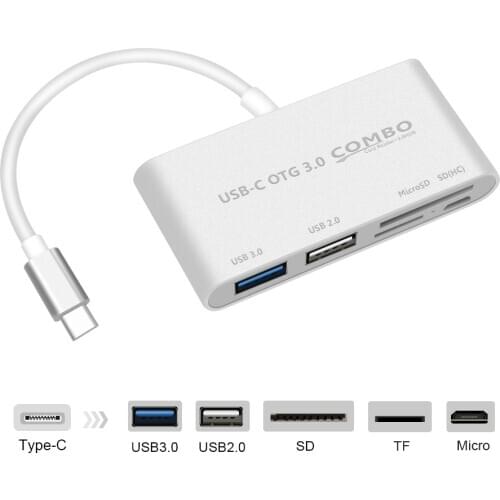 5 in 1 USB C HUB Card Reader USB Type C Hub OTG USB-C Micro USB Power Adapter for Macbook Air Pro surface pro 6 huawei mate 20