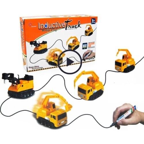 Magic Inductive Toy Truck Follows Line Drawn Inductive Engineering Vehicle Educational Toy Vehicles Gift for Kids & Children