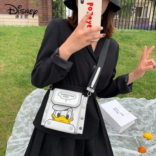 Disney Donald Duck Women Bag New Cartoon Lady Messenger Bag Shoulder Pu Girls Handbag Package Gift Phone Bag Purse Shopping Bag
