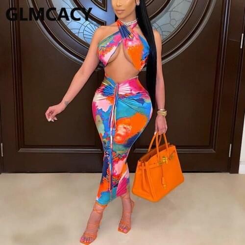 2 Pieces Sets Women Halter Crop Top & Pleated Bodycon Skirts Sexy & Club Outfit