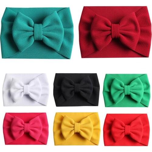 1PC Turban Popular Big Bowknot Headband For Girls Headwrap Textured Fabric Elastic Kids DIY Hair Band Hair Accessories