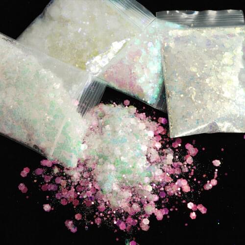 10g AB Iridescent Glitter For Epoxy Resin Filling Mixed Hexagon Chameleon Flakes Shiny Mermaid Sequins DIY Nail Art Decorations