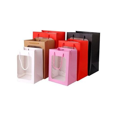 10Pcs Flower Handbags Transparent Bouquet Gift Bag Box Wedding Birthday Festival Candy Paper Packaging Bag Boite Dragees Mariage