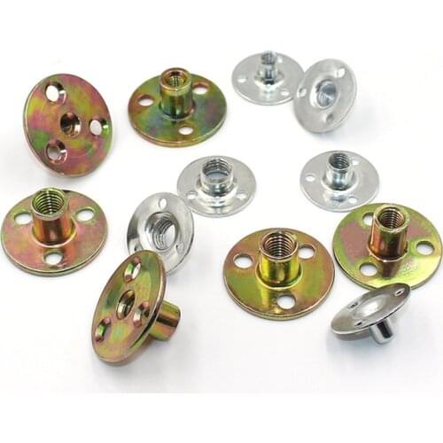 10pcs Carbon Steel Flange Coupling Nut Splint with M6 M8 M10 M12 Thread Zinc Plating Three Hole Lock Nut Furniture Fastener