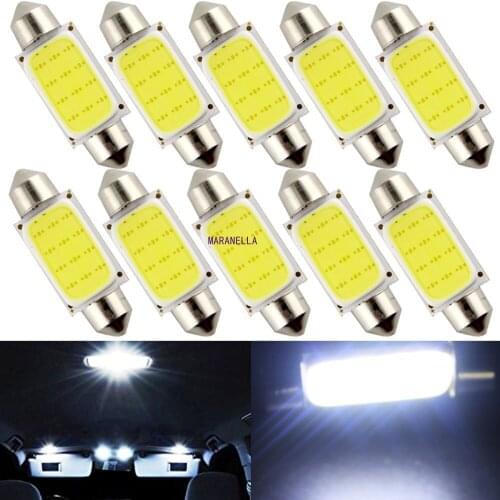 10pcs Festoon 31mm 36mm 39mm 41mm C5W C10W LED COB Bulb 12SMD 12V 6000K Car Interior Dome Reading Luggage Light Super Bright 5W