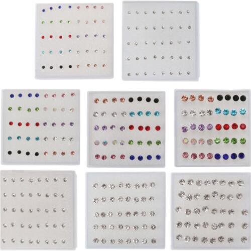 20 Pairs Colorful Faux Rhinestone Plastic Ear Studs Hypoallergenic Earrings