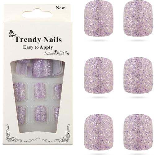 24PCS Pure Color Full Cover Toe False Nail French Short Round Head Feet Pink Fake Nails Sticker Artificial Soft Foot Nails Tips