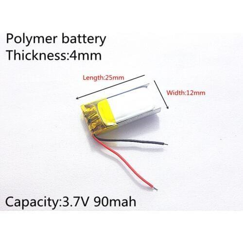 3.7V,90mAH,401225 PLIB; polymer lithium ion / Li-ion battery for GPS,mp3,mp4,mp5,dvd,bluetooth,model toy mobile bluetooth