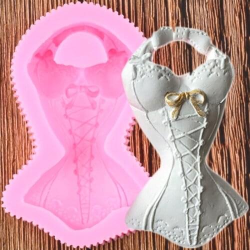 3D Girl Skirts Silicone Mold Wedding Fondant Cake Decorating Tools Soap Resin Clay Molds Candy Chocolate Gumpaste Moulds