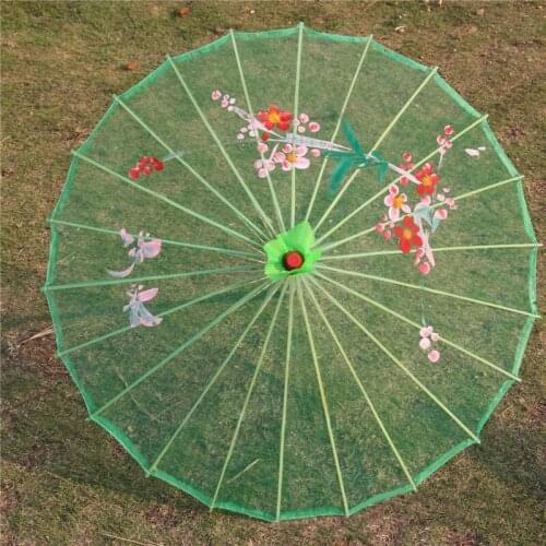 5pcs/lot 9 Colors Available Chinese Long-straight Transparent Silk Yarn Floral Craft Umbrellas Fancy Dance Parasols