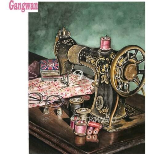 5d diy Retro sewing machine pattern full square round drill diamond painting mosaic embroidery diamond cross stitch home decor