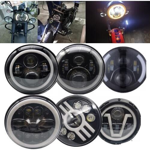 7 Inch LED Headlight Universal H4 Car Motorcycle LED Headlamp Phare Moto Head Light For BMW Heritage Softail Cafe Racer Honda