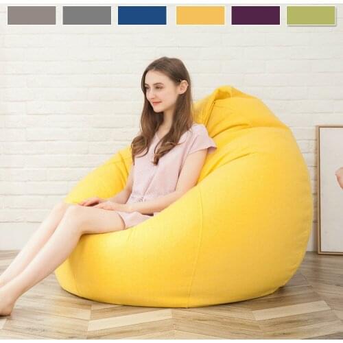 Large Small Lazy Sofas Cover Chairs without Filler Linen Cloth Lounger Seat Bean Bag Pouf Puff Couch Tatami Living Room