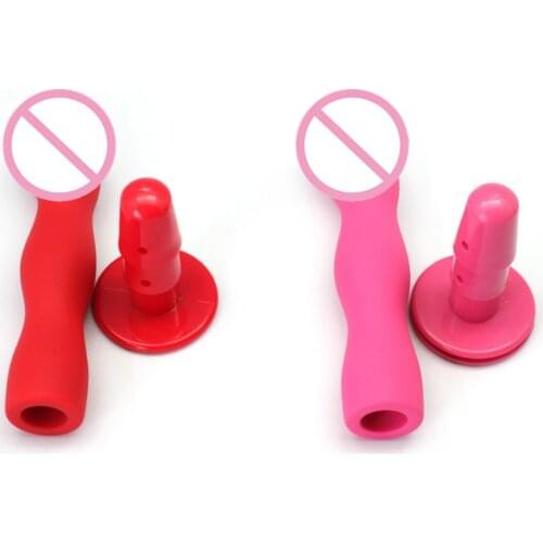 One piece 140*30mm Red/Pink silicone strap on dildos& plastic holder, fake penis for harness strap on, sex toys dildo for female
