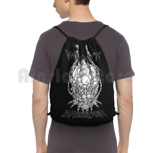 Deep Rock Galactic : Naedocyte Breeder Backpack Drawstring Bags Gym Bag Waterproof Deep Galactic Mining Linework Black