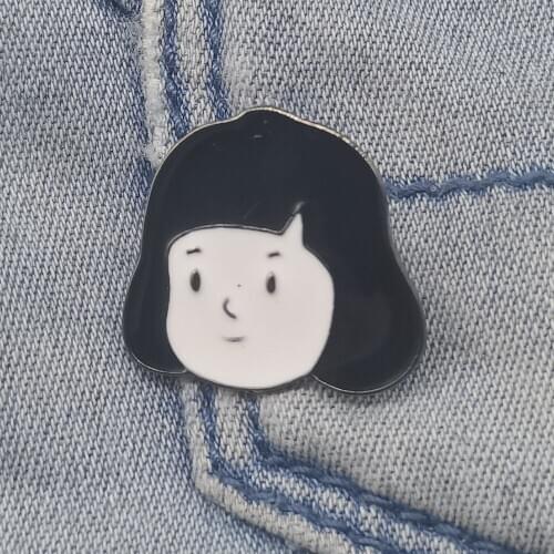 Cartoon Girl Alloy Drip Glaze Little Girl Head Brooch Enamel Pin Jeans Coat Shawl Jewelry Decoration Gifts