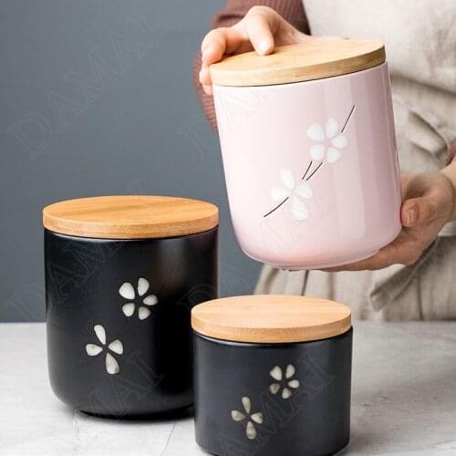 European Ceramic Storage Jars with Lid Kitchen Seal Cereal Dispenser Home Desktop Snacks Organizer Tank Coffee Table Tea Caddy