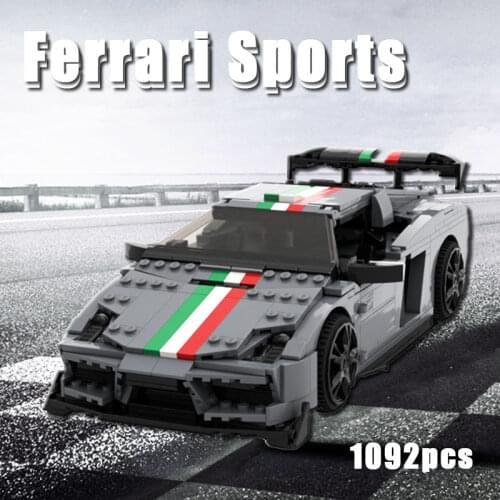 Urban Ferrari Supercar Sports Car MOC Technology Speed Carriage Brick Childrens Toy Story Building Gift 1092 PCS