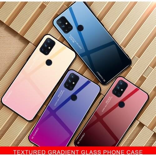 For OnePlus Nord N100 N10 5G Textured Tempered Glass Phone Case Gradient Cover For Oneplus NordN100 N105G Luxury Plain Fundas
