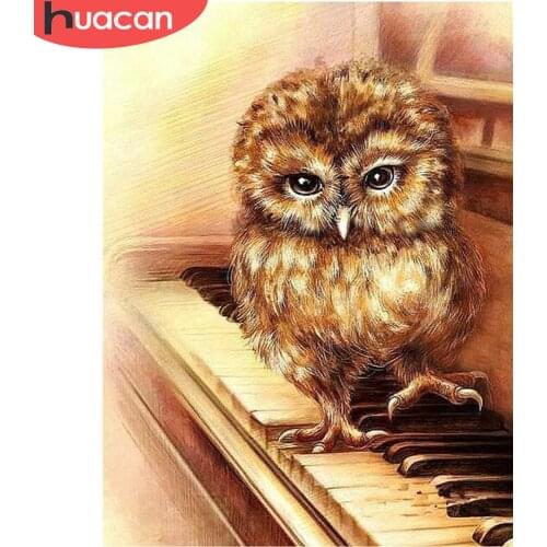 HUACAN Diamond Painting Owl Cross Stitch Full Square Drill New Arrival Diamond Embroidery Animal Mosaic Piano Handmade Gift