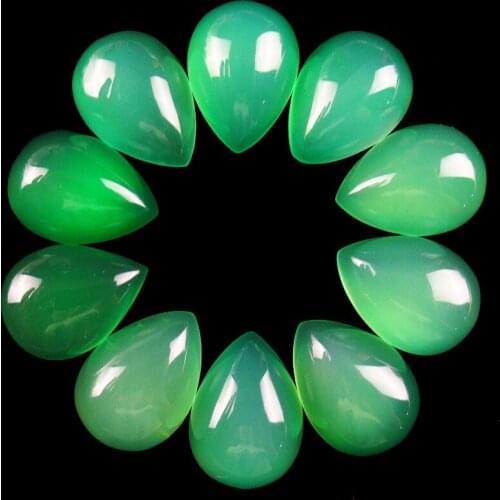 10Pcs 17g Natural Green Agates Teardrop CAB CABOCHON 15x12x5mm JM146