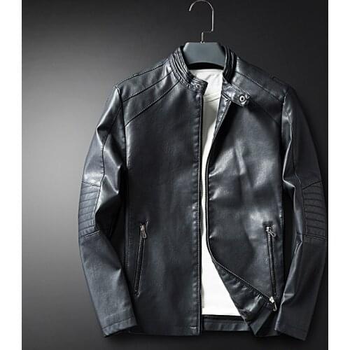 Men PU leather jackets New design Slim motorcycle biker leather jackets coats Autumn Retro Casual jaket Black Green Red