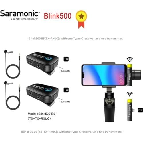 Saramonic Blink500 B1-B6 2.4GHz Dual-Channel Wireless Microphone System Lavalier Studio Interview Mic For DSLR Camera smartphone