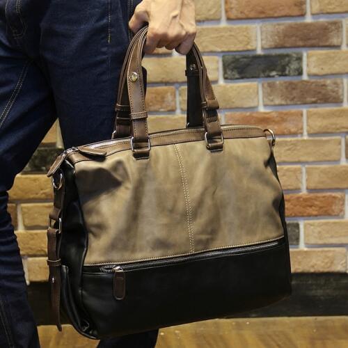 New Fashion Mens Soft pu leather handbag leisure Travel Case Duffel Shoulder bag Laptop Hand bag Multifunction messenger bag
