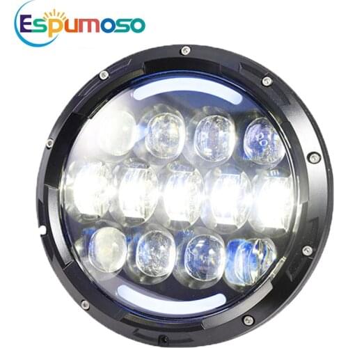 Mototrcycle Led 7 Inch Round Headlight DRL Halo Ring DOT E9 Offroad 4x4 Niva Yamaha Suzuki Kawasaki For Wrangler Hummer 12V 24V