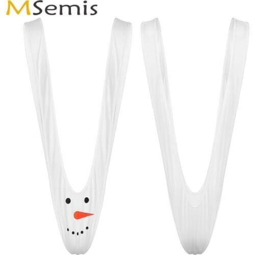 Mens One-piece Mankini Thong Underwear Gay Erotic Christmas Snowman Deep V Bikini Romper Nightwear Sissy Cosplay Body Lingerie