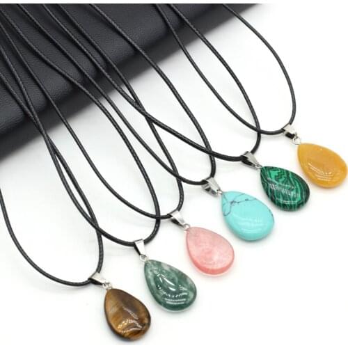 Natural Stone Yellow Jades Crystal Quartzs Wax Line Necklace Charms Pendants Women Jewelry Accessories Gifts Length 40cm 16x24mm