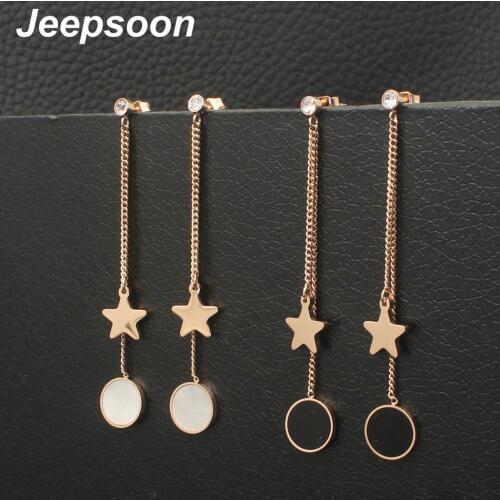 Rose gold Color Newest Fashion Stainless Steel Jewelry Simple Drop Round Earrings Personality For Woman And Girl EFCZDMBE