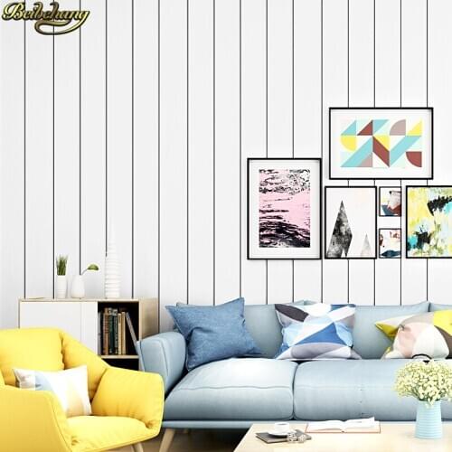 Beibehang Nordic style wallpaper white wood grain imitation wood black and white vertical stripes background papel de parede