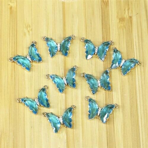Kpop Charm Colorful Butterfly Necklace 6 Colors Shiny Crystal Butterfly Pendant Necklace for Womens Fashion Butterfly Necklace