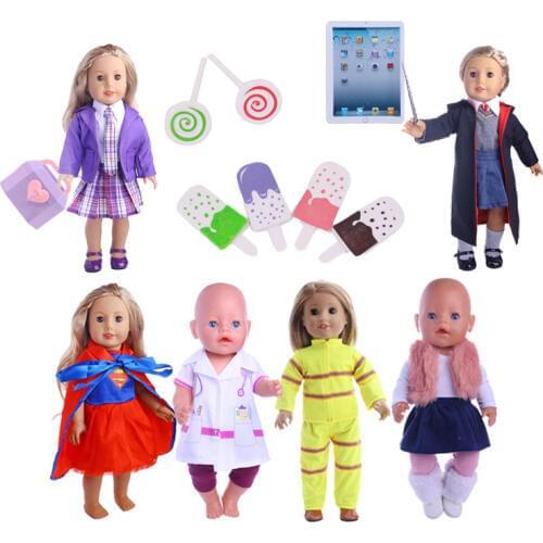 ZWSISU Doll Clothes Doll Firefighter Uniform With Trumpet & Boots For 18 Inch American Doll & 43 cm Born Doll Girl`s Toy