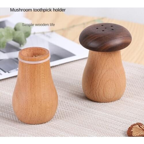 Solid Wood Toothpick Box Home Living Room Dining Room Nordic Creative Personality High-End Cute Ins Mushroom Toothpick Holder