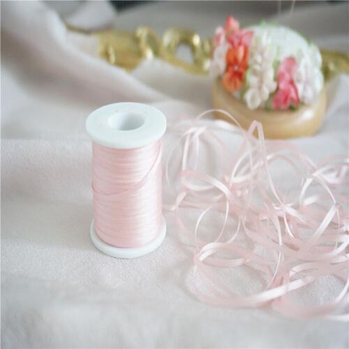 2mmX20mts solid colors of 100% pure silk embroidery ribbon thin taffeta high quality silk ribbon Anya Ribbon Handcraft