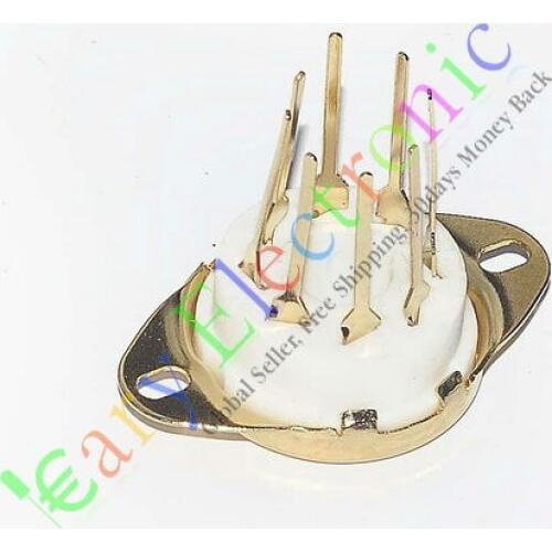Wholesale and retail 20pcs GOLD 8pin long PCB Ceramic vacuum tube sockets valve base fr EL34 KT88 6550 free shipping