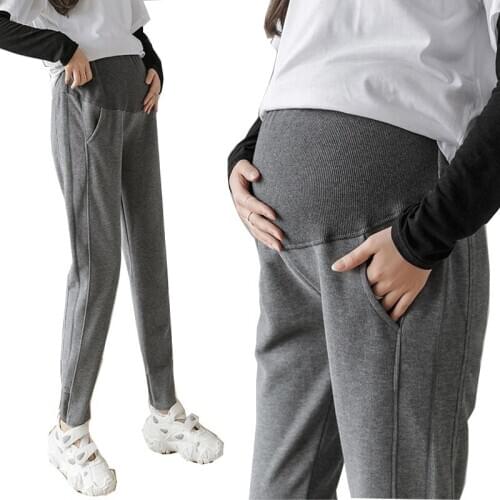 Autumn Spring Maternity Sport Pants Elastic Waist Belly Casual Trousers Clothes for Pregnant Women Pregnancy Pants