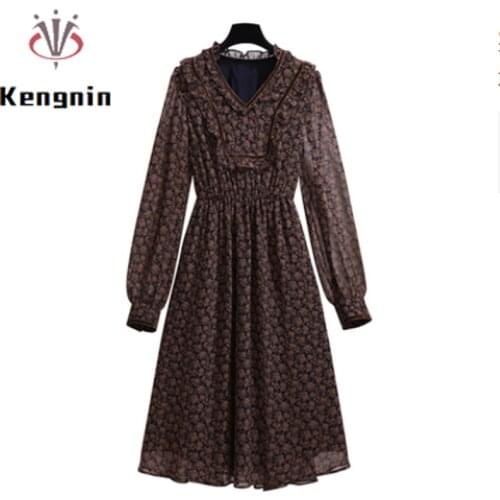 Plus Size 4XL Women Dress 2020 Spring Autumn Korean Chic Ladies Vestidos Loose Trumpet Female Robe Khaki Color Dresses
