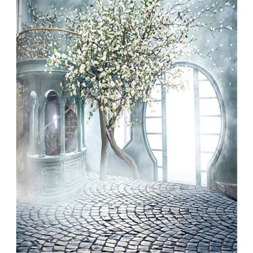 Romantic Blear Tree Circle Window Real Castle Photography Backdrop 5x7 Wedding Photo Background Professional For Photo Studio